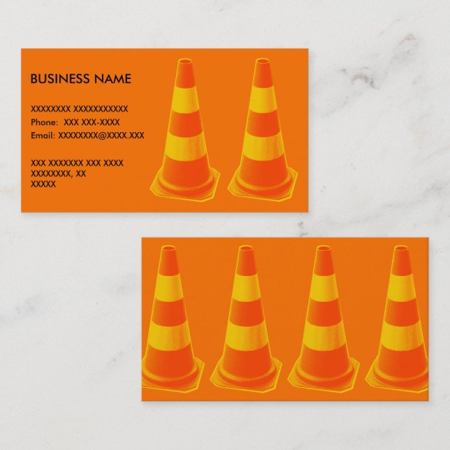 Traffic Cone with Yellow Stripes Business Card (Front/Back)