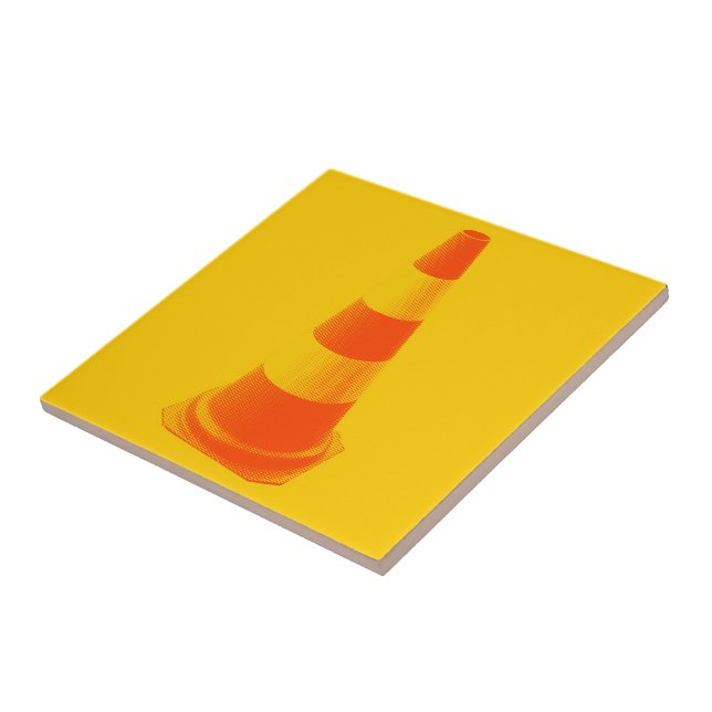 Traffic Cone with Yellow Stripes Tile (Side)