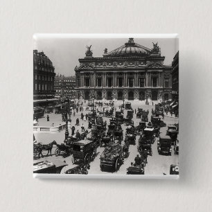 Traffic in front of the Paris Opera House 2 Inch Square Button