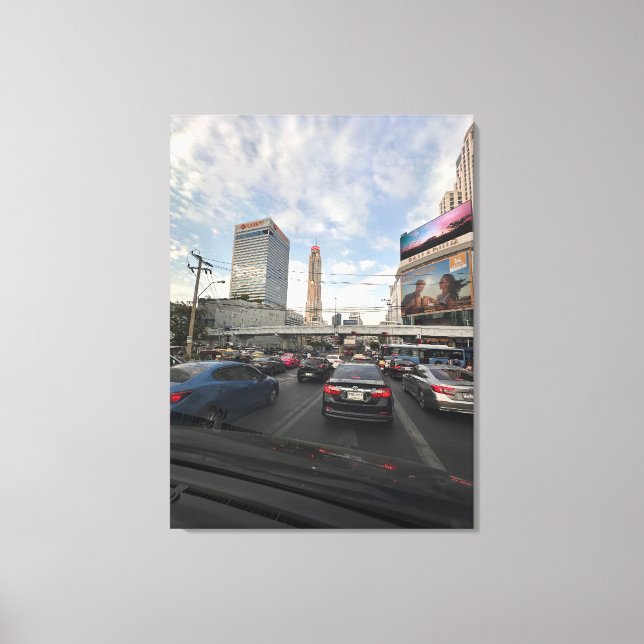 Traffic life in Bangkok photography canvas (Front)