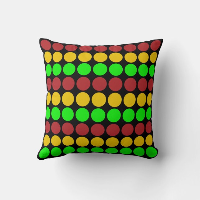 Traffic Light Ahead Caution Road Sign Pattern  Throw Pillow (Back)