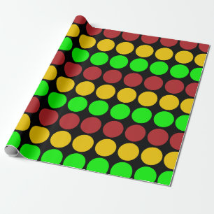 Traffic Light Ahead Caution Road Sign Pattern  Wrapping Paper