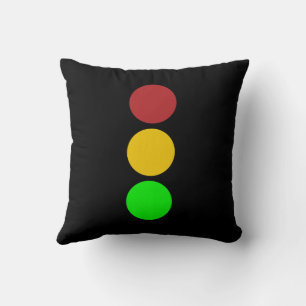 Traffic Light Ahead Caution Road Sign  Throw Pillow