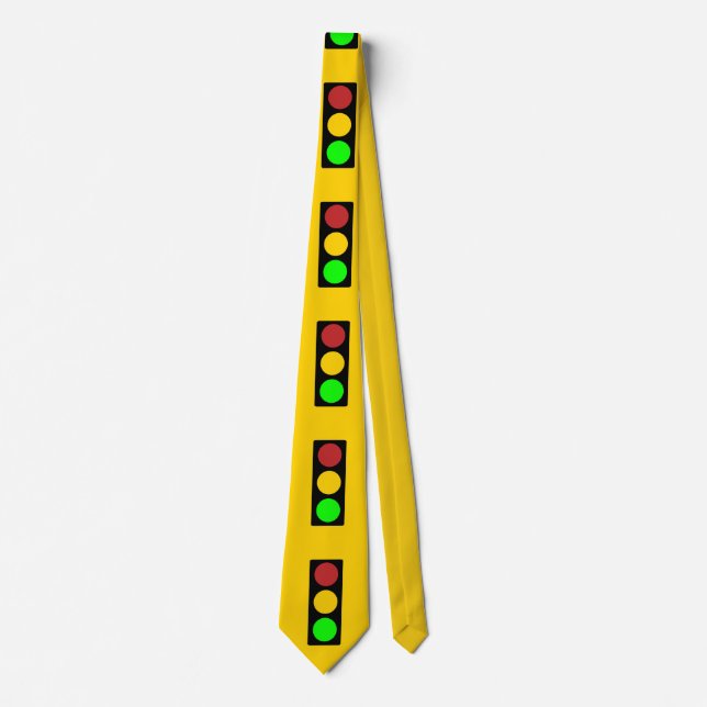 Traffic Light Ahead Caution Road Sign Tie (Front)