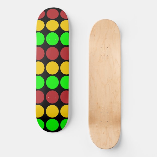 Traffic Light Ahead Caution Sign Pattern  Skateboard (Front)