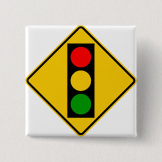 Traffic Light Ahead Highway Sign 2 Inch Square Button