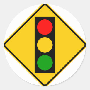 Traffic Light Ahead Highway Sign Classic Round Sticker