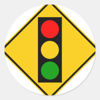 Traffic Light Ahead Highway Sign Classic Round Sticker