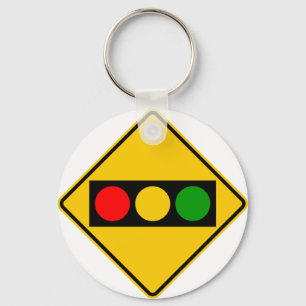 Traffic Light Ahead Highway Sign Keychain