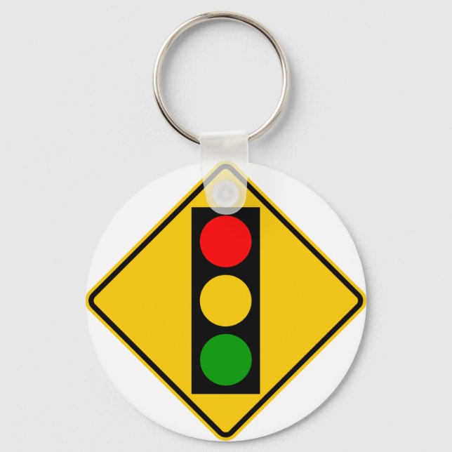 Traffic Light Ahead Highway Sign Keychain (Front)