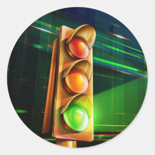 Traffic light - classic round sticker