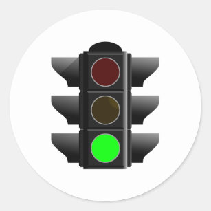 traffic light green classic round sticker