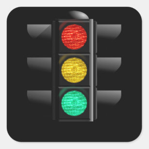 Traffic light Red Yellow Green Square Sticker