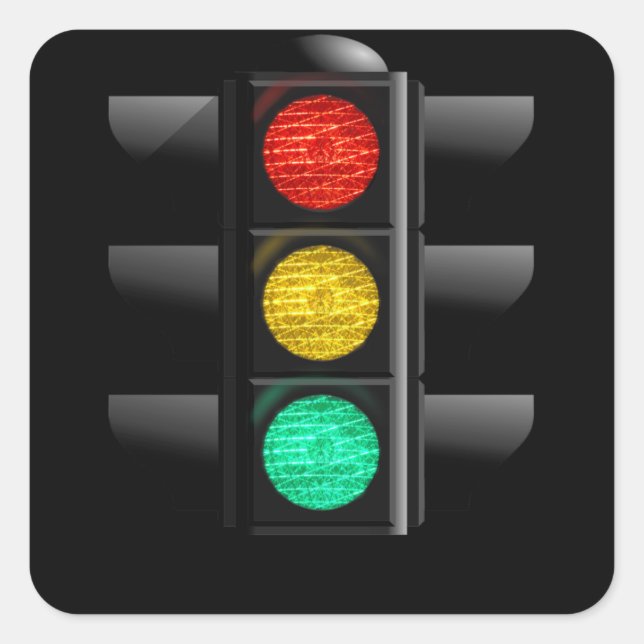 Traffic light Red Yellow Green Square Sticker (Front)