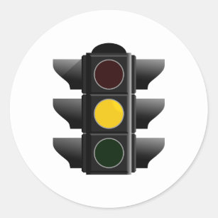 traffic light yellow classic round sticker