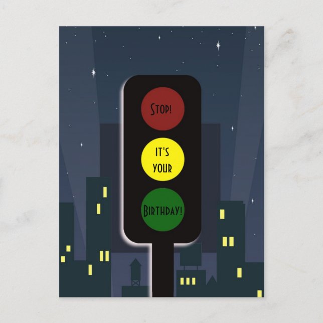 Traffic lights and buildings postcard (Front)