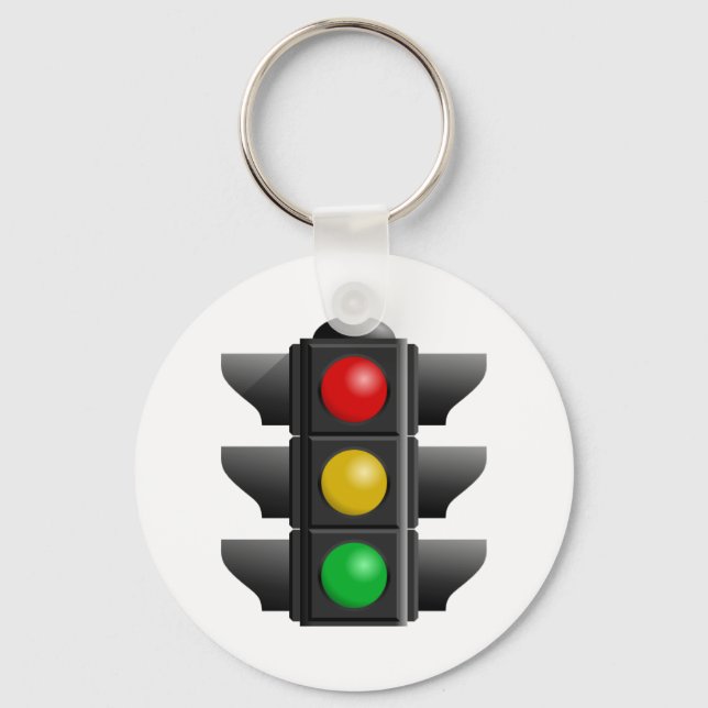 TRAFFIC LIGHTS RED YELLOW GREEN SIGNS DIRECTION KE KEYCHAIN (Front)