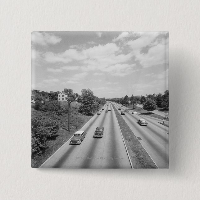 Traffic on highway 2 inch square button (Front)
