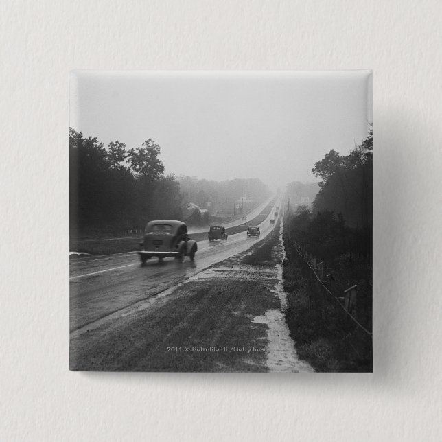 Traffic on highway 2 inch square button (Front)