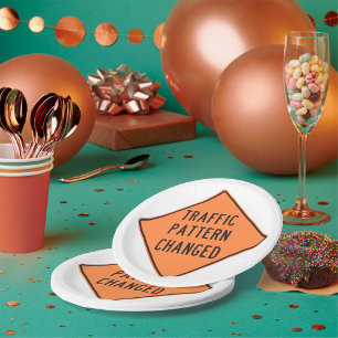 Traffic Pattern Changed Sign Paper Plate