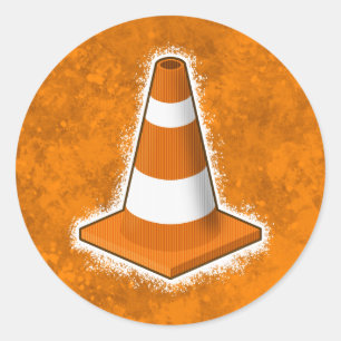 Traffic Safety Cone Splatter Classic Round Sticker