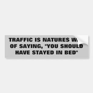 Traffic Says "You Should Have Stayed In Bed" Bumper Sticker