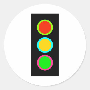 Traffic Signal Stop-Caution-Go Mod Stop Light Fun Classic Round Sticker