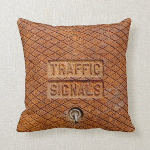 Traffic Signals in Rust Throw Pillow