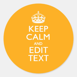 Traffic Yellow Accent Keep Calm And Your Text Classic Round Sticker