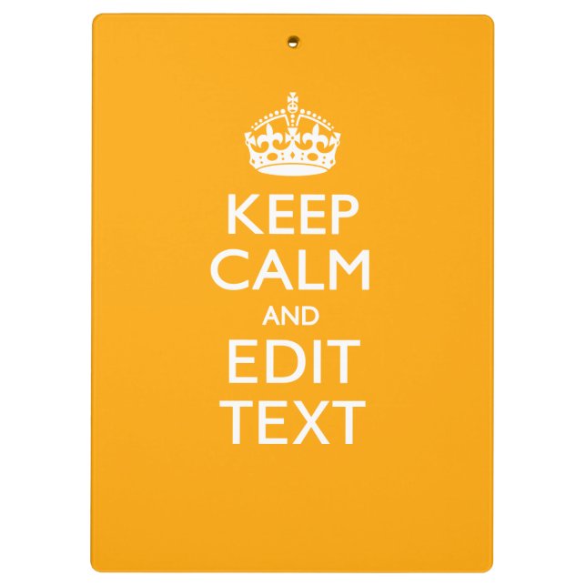 Traffic Yellow Background Keep Calm And Your Text Clipboard (Back)