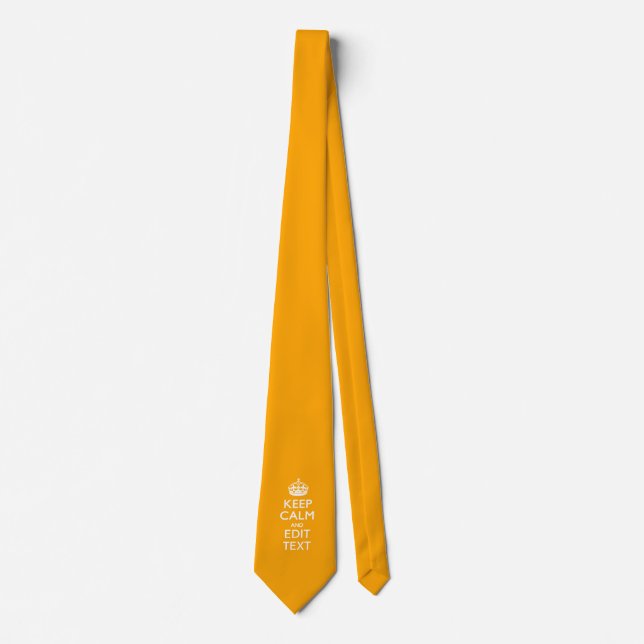 Traffic Yellow Background Keep Calm And Your Text Tie (Front)