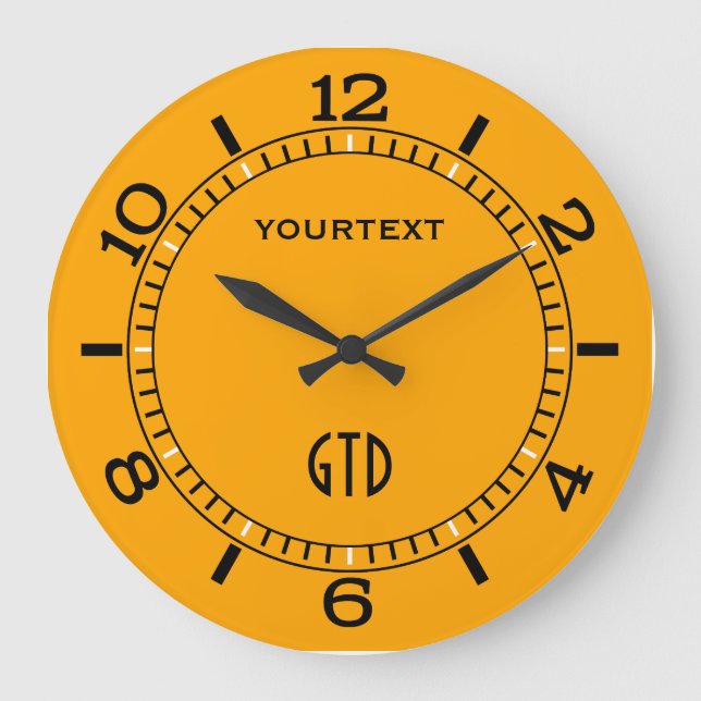 Traffic Yellow Decor Dial Easily Personalize This Large Clock (Front)