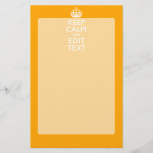 Traffic Yellow Decor Keep Calm And Your Text Stationery