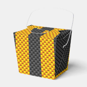 Traffic Yellow Racing Stripes Carbon Fibre Style Favor Box