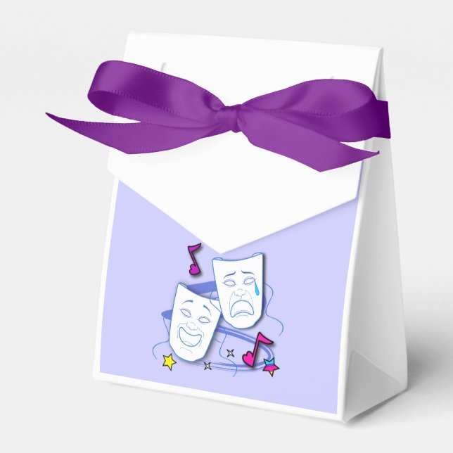 Tragedy and Comedy Drama Masks Favor Box (Front Side)