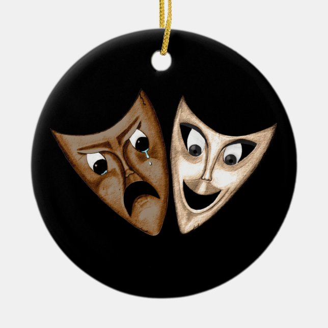 Tragedy & Comedy Ceramic Ornament (Front)