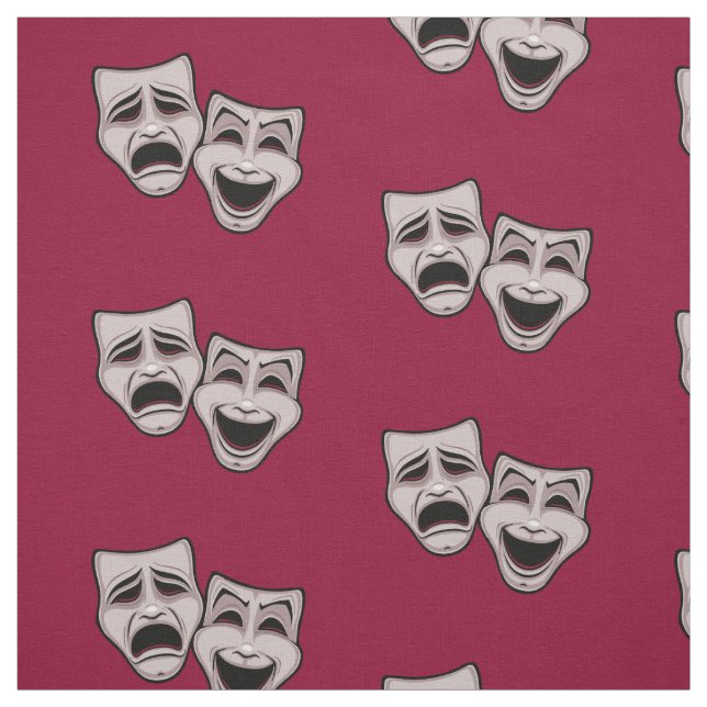 Tragedy Comedy Theatre gray Fabric (Swatch)
