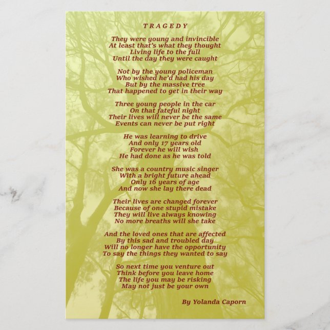 Tragedy Flyer (Front)