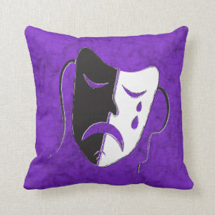 Tragedy Mask Throw Pillow