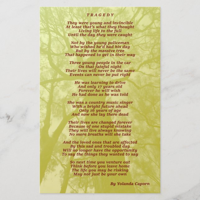Tragedy Paper Sheet (Front)