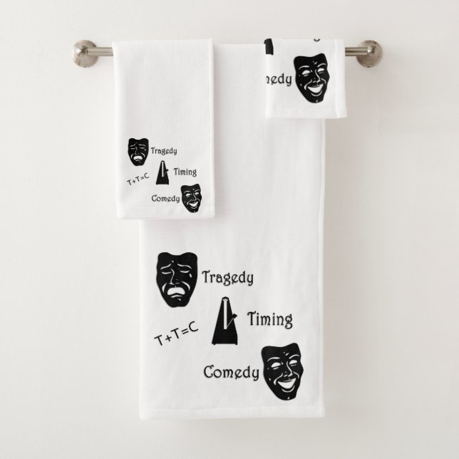 Tragedy + Timing Equals Comedy Theatre Bath Towel Set (Insitu)