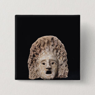 Tragic mask 2 inch square button