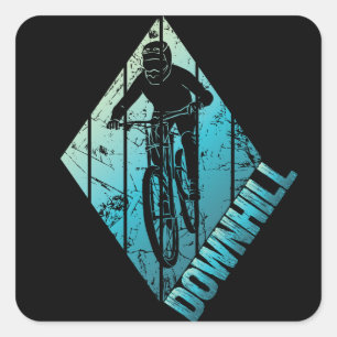 Trail Biking Downhill Mountain Biker Square Sticker