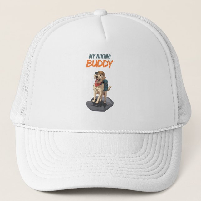 Trail Buddy – Hiking Labrador Adventure Trucker Hat (Front)