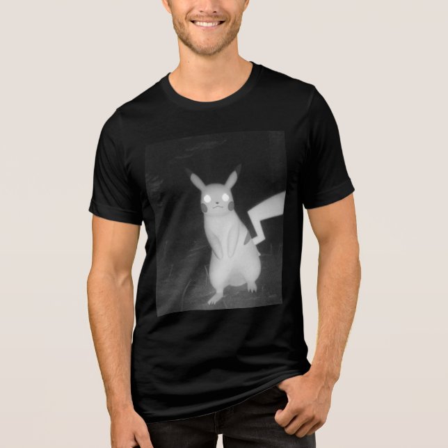 Trail Cam Pikachu: Wild & Whimsical Tri-Blend Shirt (Front)