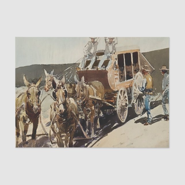 “Trail Drive” Western Art by Edward Borein Tissue Paper (Front)