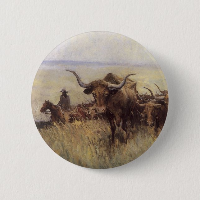 Trail Herd to Wyoming by WHD Koerner 2 Inch Round Button (Front)