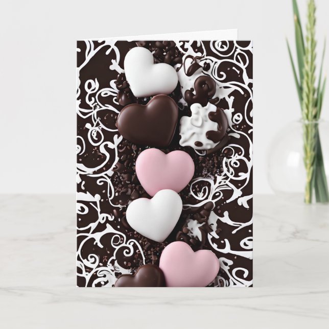 Trail of Chocolate Hearts Thank You Card (Front)