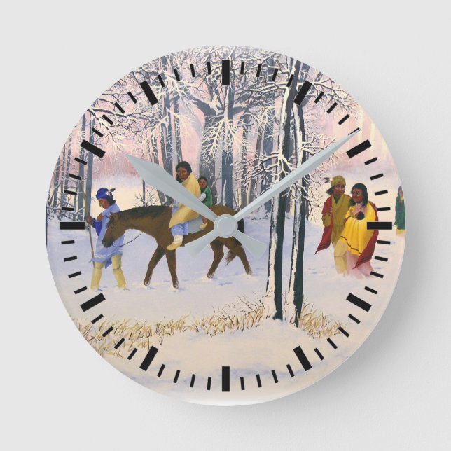 Trail of Tears print "Morning Tears" on acustom cl Round Clock (Front)