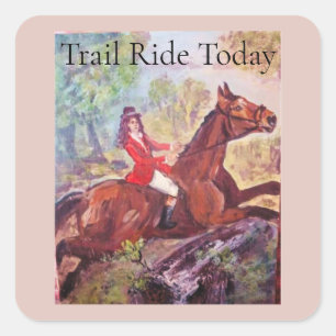 trail ride today square sticker